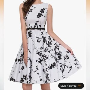 Grace Karin Black Floral Midi Dress